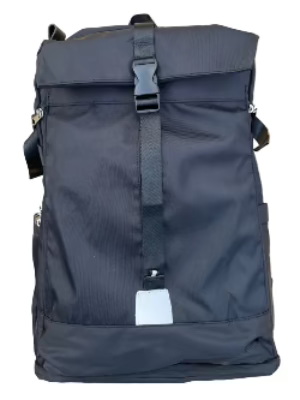 Black backpack on a white background